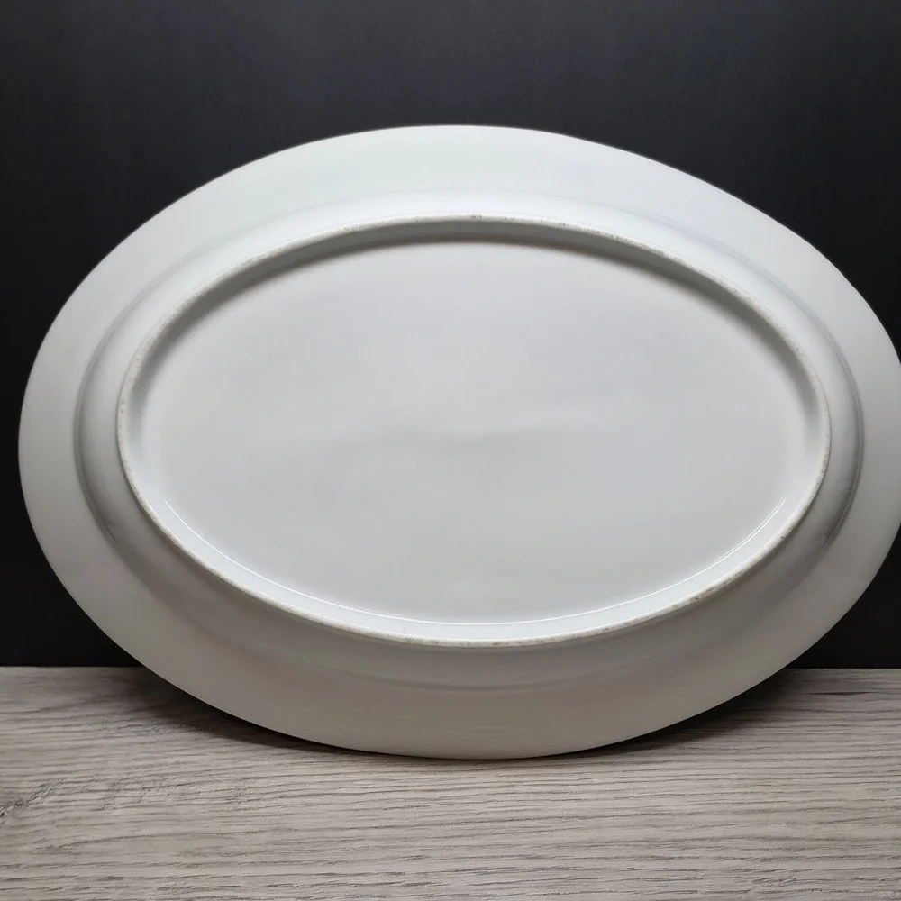 Vintage White Oval Platter - 13.75